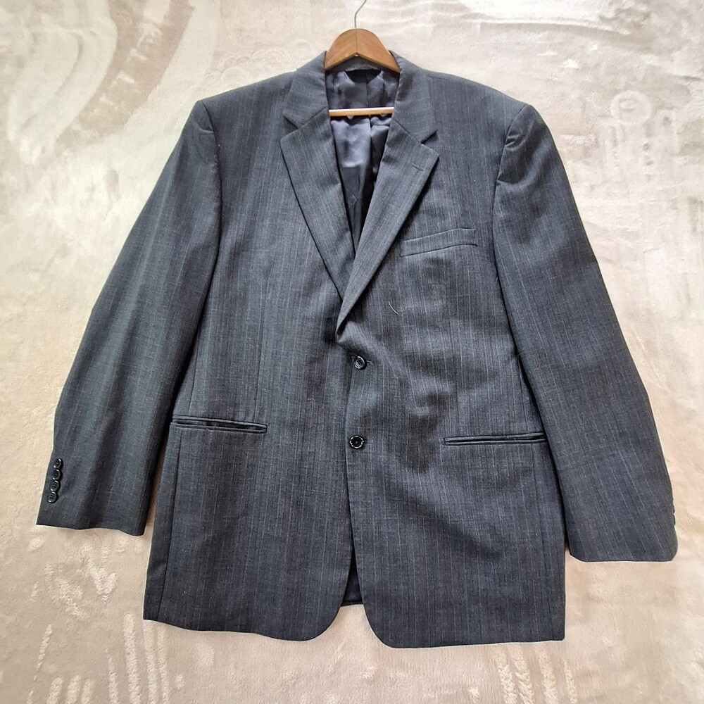 Jos A Bank Blazer Mens 46 Regular Pinstripe Wool Two Button Suit Jacket